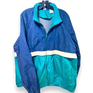 Vtg 90s Teal Green Woolrich Vented Anorak Shell Rain Jacket XL USA Colorblock